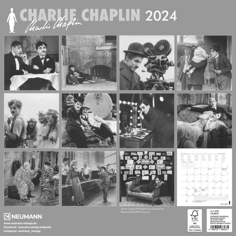 Find the 2024 Charlie Chaplin - Square Wall Calendar Neumann Price you